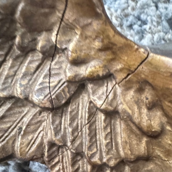 Vintage Old Mid 20th century Ornate Eagle Convex Round Mirror about 13x18" - Picture 10 of 10